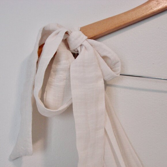 Hyfve Babydoll Mini Dress Cream Boho Tiered Ruffle Tie Sleeveless Straps Medium - Picture 8 of 13